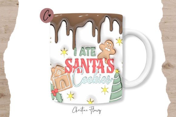 3D Inflated I Ate Santas Cookies Mug PNG for Crafts