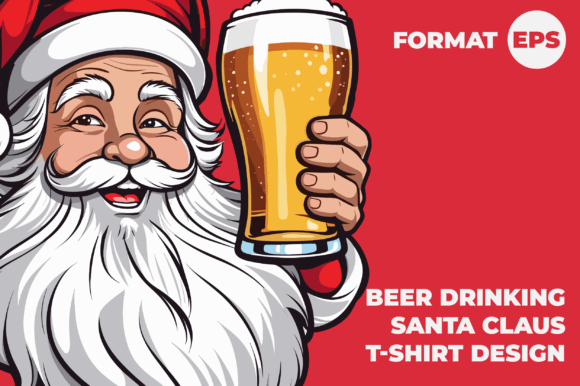Beer Drinking Santa Claus Review for T-Shirt Designs & Web Use