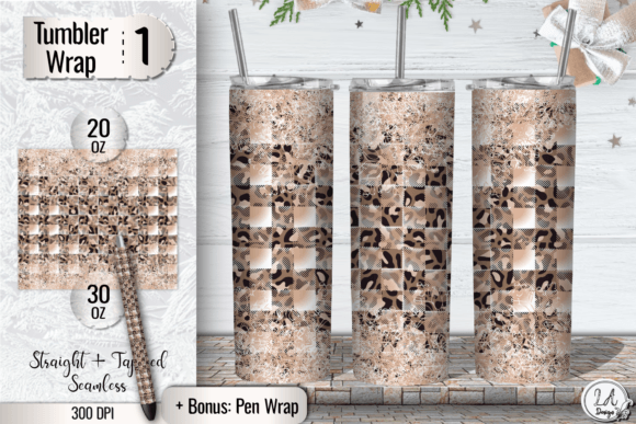 Beige Checkered Leopard Tumbler Wrap PNG: A Review for Print Templates