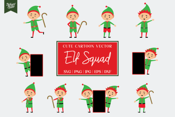 Cute Cartoon Elf Squad SVG for Print Templates & Crafts