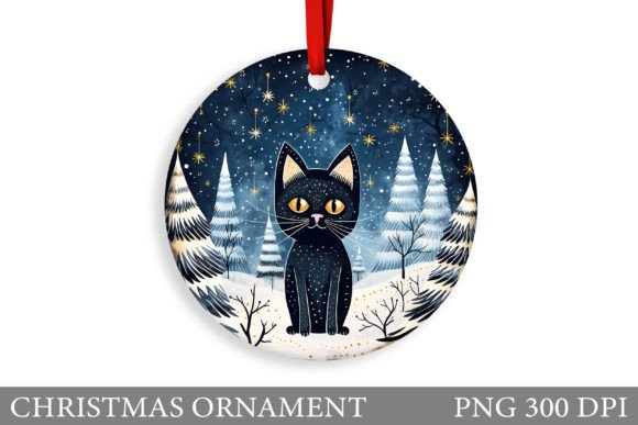 Cute Winter Cat Ornament Design for Crafts & Branding