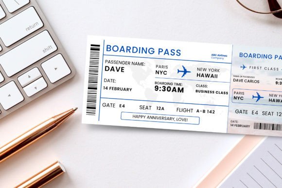 Editable Airline Ticket Template for Travel-Themed Tickets