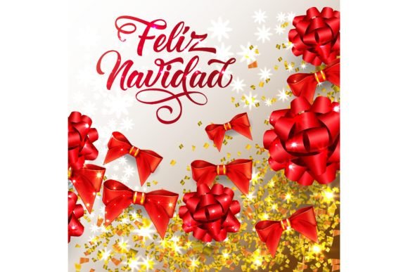 Feliz Navidad Lettering with Shining Con for Graphic Templates