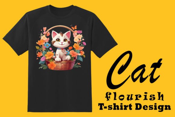 Flourish Cat Illustration for POD in Crafts