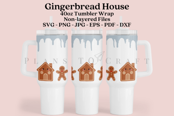 Gingerbread House 40oz Tumbler Wrap SVG for Crafts