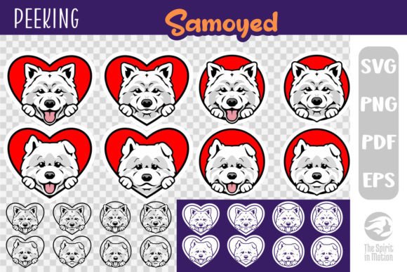 Peeking Samoyed Heart Keychain Clipart for Crafts