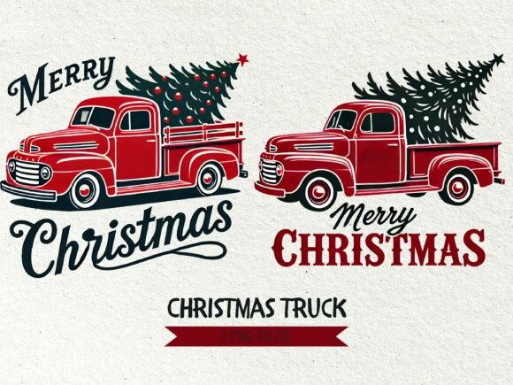 Retro Car with Christmas Tree Clipart for Freebies
