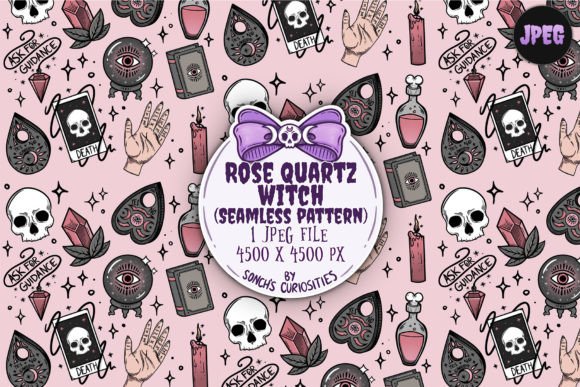 Rose Quartz Witch Seamless Pattern for Patterns and Crafts