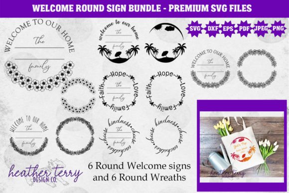 Round Wreath Farmhouse SVG Monogram Sign for Crafts