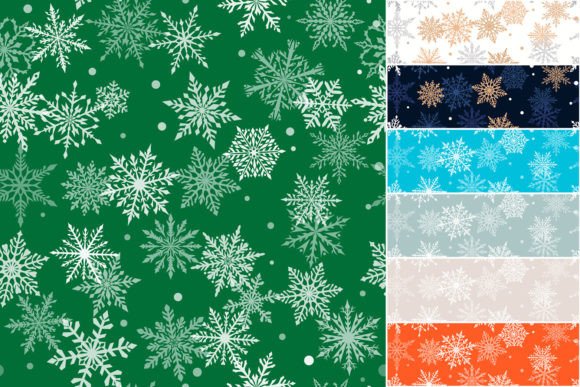 Seamless Patterns of Snowflakes for Winter Crafts