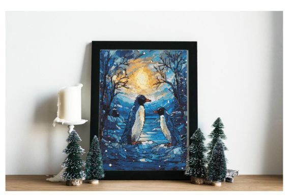 Stained Glass Penguins Cross Stitch for Creative Publishing