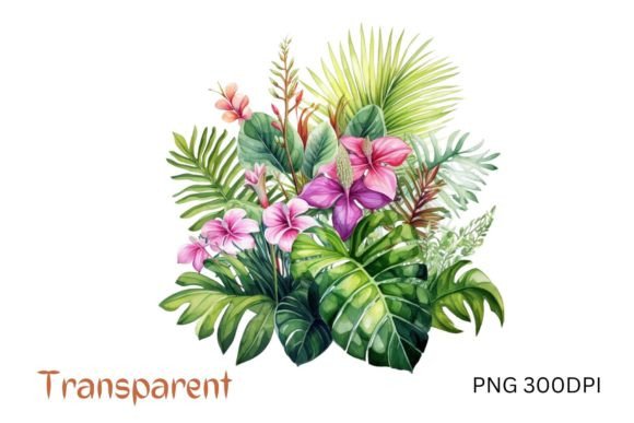 Tropical Flowers Clipart for Crafts and Branding