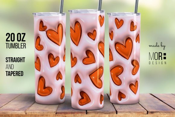 Valentine Tumbler Wrap Design Orange PNG for Print Templates